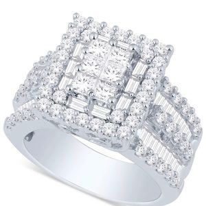 3.0 CT. T.W. Princess, Round and Baguette
Diamond Ring in 14K Gold
